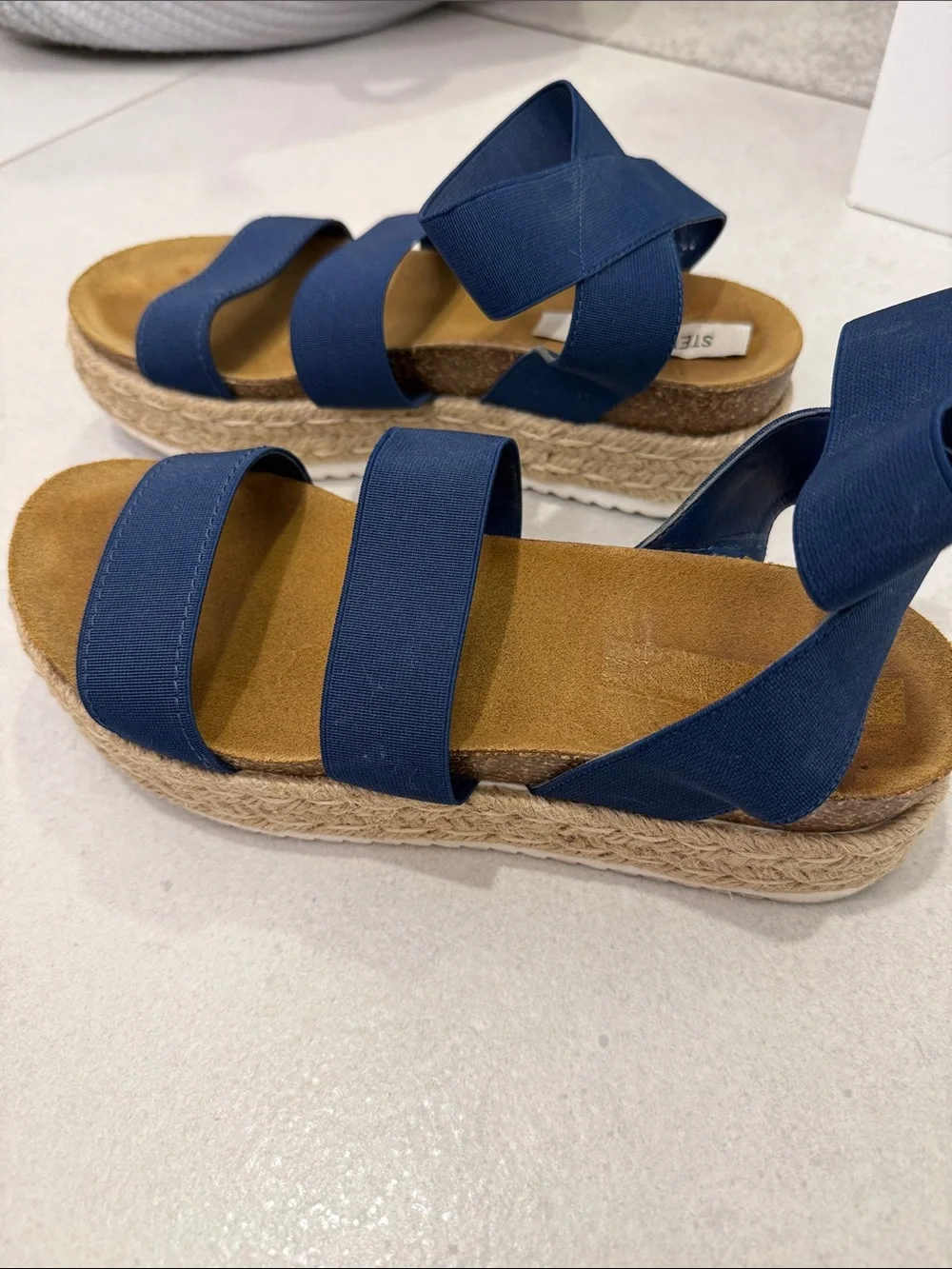 Steve Madden Navy Triple-Strap Espadrille Wedge Sandal